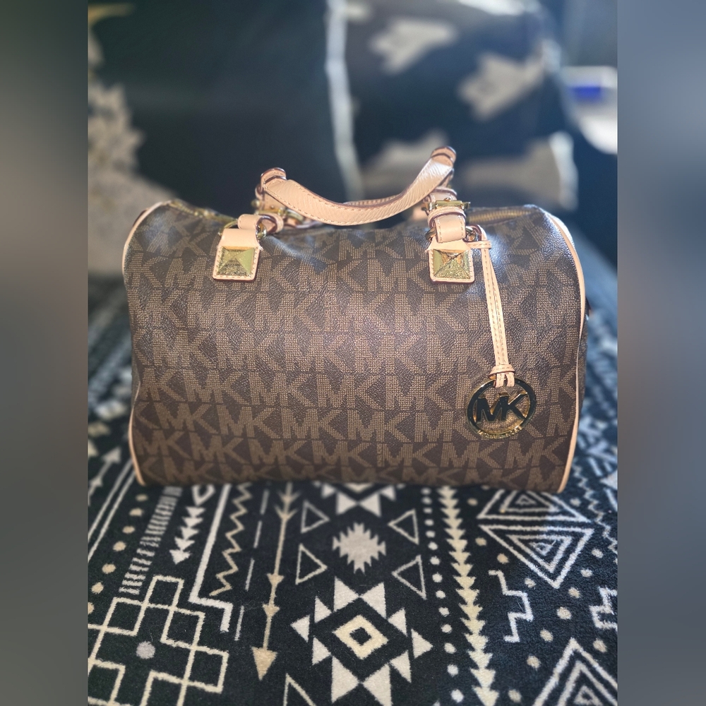 Michael Kors Brown Satchel with Gold Accents